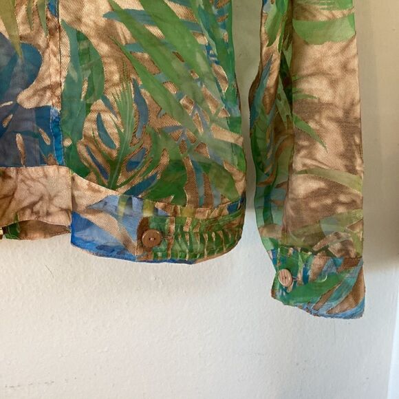 Vintage Womens Sheer Tropical Palm Print Jacket - Picture 9 of 11